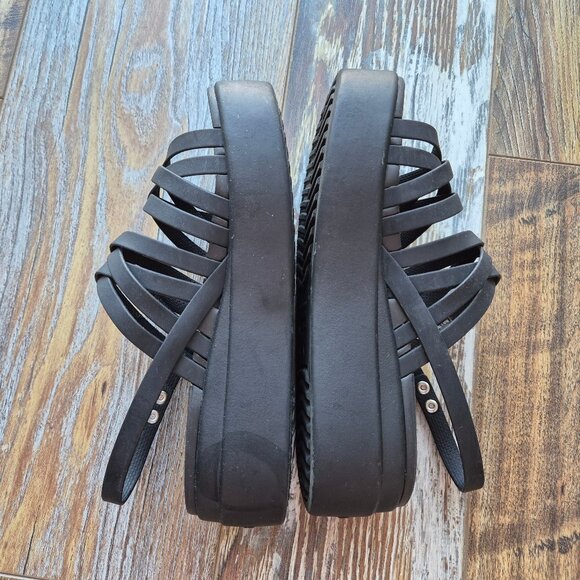 CROCS Brooklyn Strappy Slingback Platform Sandal Comfort LiteRide Buckle Black - Picture 9 of 13